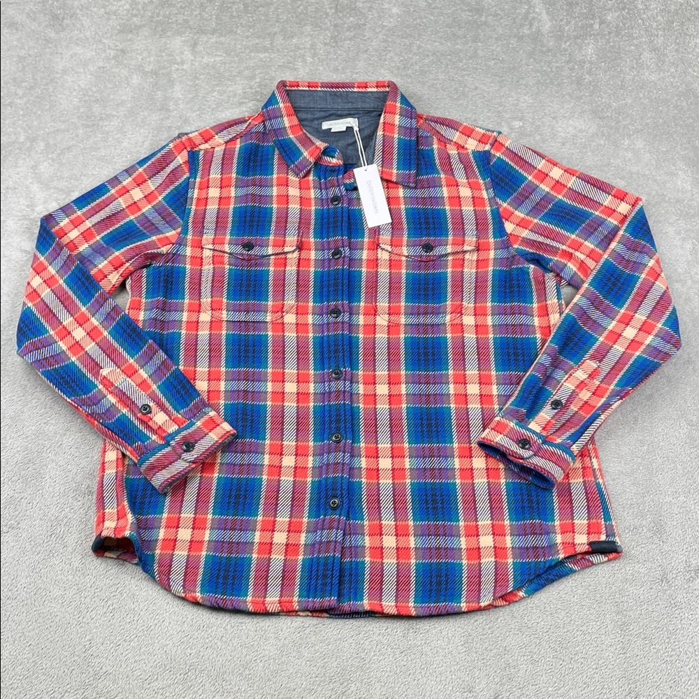 NEW Outerknown M/L Womens‎ Blanket Shirt 100% Organic Cotton Blue, Red